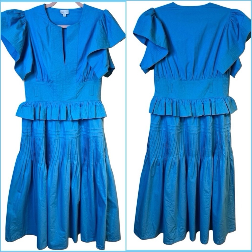 Wknd Women's Turquoise Ruffled Pleated Maxi‎ Dress Size XS Made In India Boho